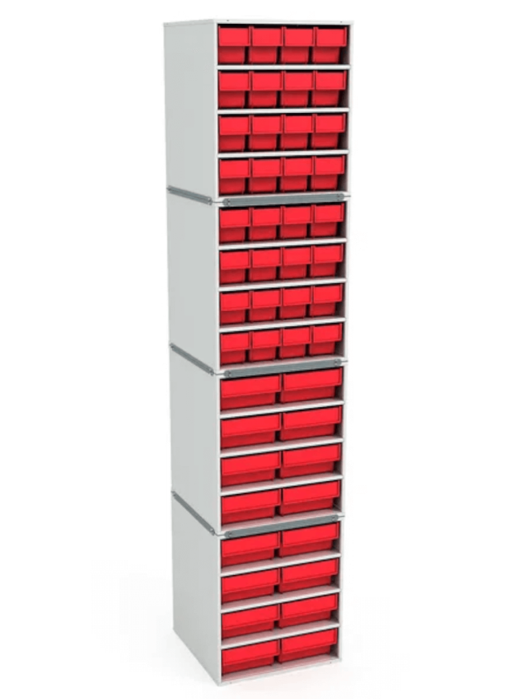 .Стационарная кассетница ДиКом (на 4 яруса) с красными ящиками купить в Ярославле .Стационарная кассетница ДиКом (на 4 яруса) с красными ящиками купить в Ярославле