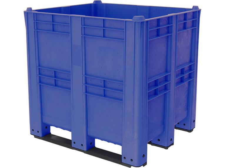 BoxPallet 1300х1150х1250 сплошной, на 3 полозьях синий купить в Ярославле