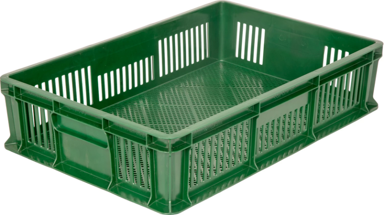 Ящик 600х400х140 мм перфорированный без ручек зелёный купить в Ярославле Ящик 600х400х140 мм перфорированный без ручек зелёный купить в Ярославле