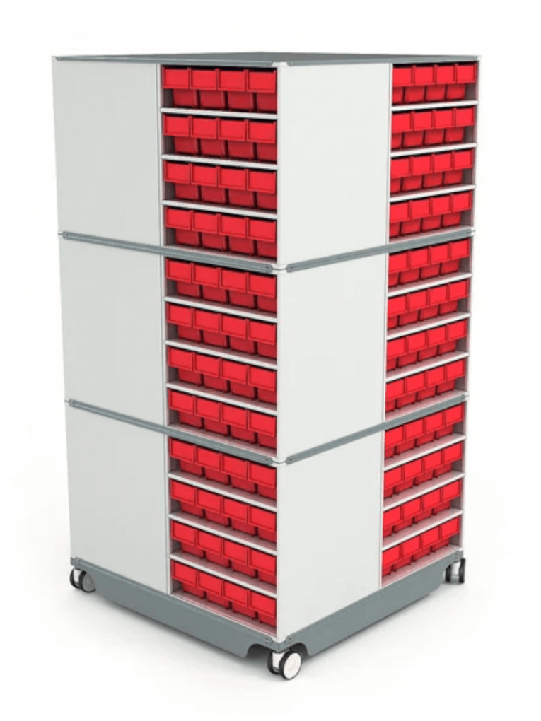 КП-02 Кассетница поворотная с красными ящиками купить в Ярославле