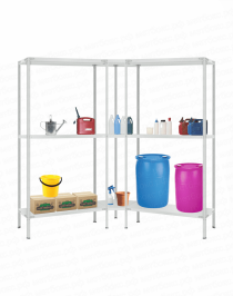 Стеллаж угловой 2000х1500х1500 (3 яруса глубиной 300мм) Стеллаж угловой 2000х1500х1500 (3 яруса глубиной 300мм)