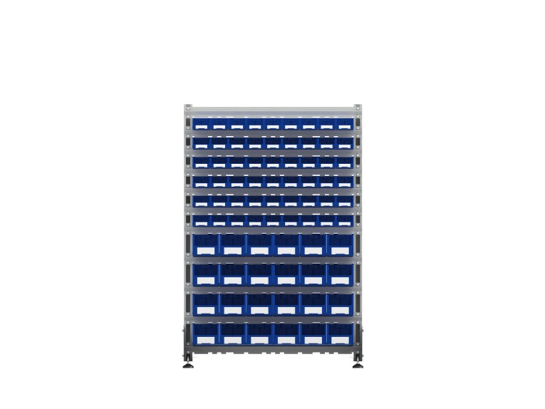 Стеллаж для пластиковых лотков SORTEX односторонний 1500x1000x450.04 купить в Ярославле Стеллаж для пластиковых лотков SORTEX односторонний 1500x1000x450.04 купить в Ярославле