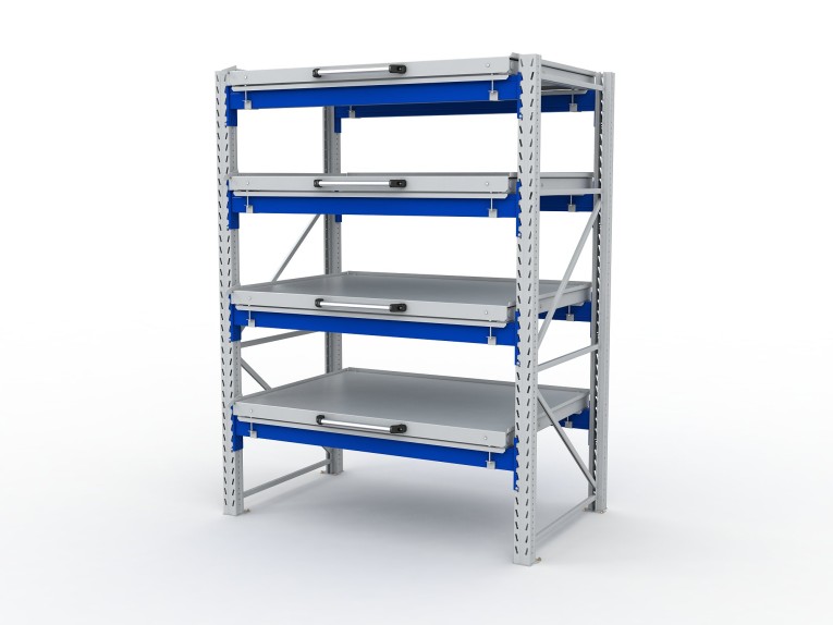 Стеллаж с выкатными платформами S-HEAVY 1000/1300 (4 яруса хранения) купить в Ярославле Стеллаж с выкатными платформами S-HEAVY 1000/1300 (4 яруса хранения) купить в Ярославле