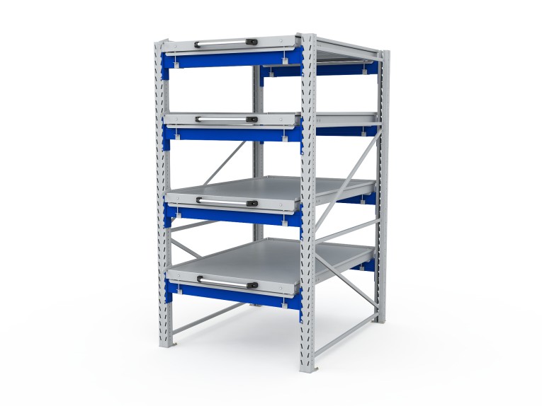 Стеллаж с выкатными платформами S-HEAVY 1000/900 (4 яруса хранения) купить в Ярославле Стеллаж с выкатными платформами S-HEAVY 1000/900 (4 яруса хранения) купить в Ярославле